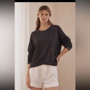Anthropologie Sundry Heart Print Sweatshirt – Charcoal Gray